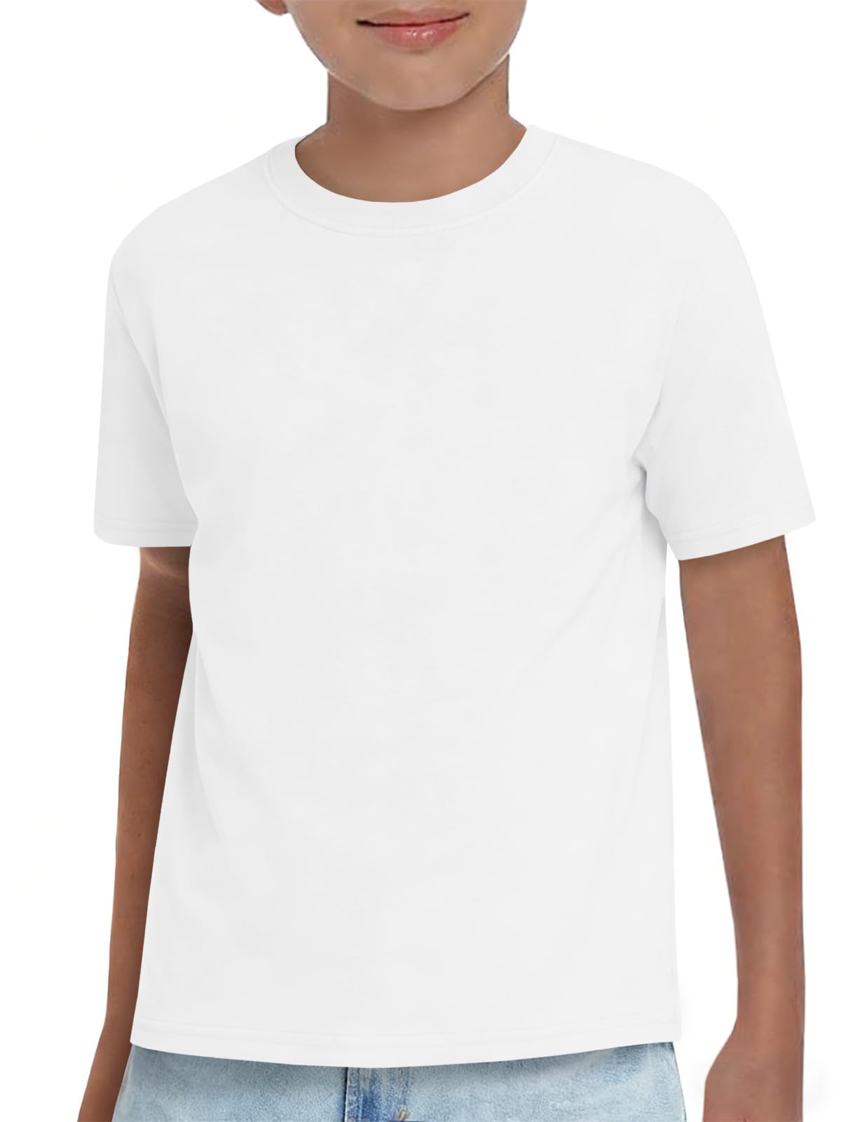 Boys Athletic Short Sleeve T Shirts Kids Summer Workout Tops Crewneck Basic Tee 5-14 Years — view 18
