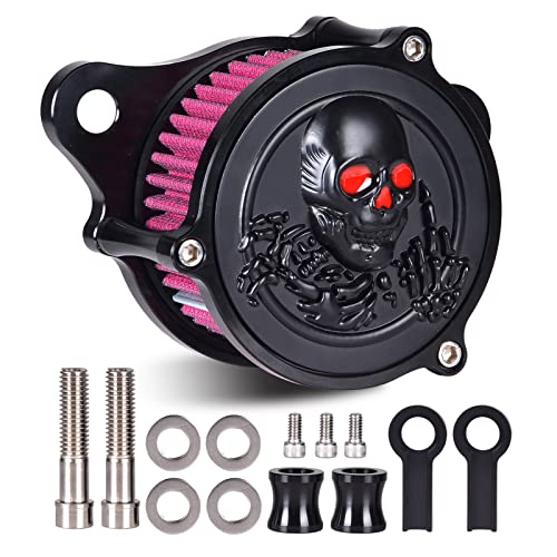 Image of Goldfire Motorcycle Air Cleaner Filters Washable CNC 3D Skeleton Skull With Red Eyes Air Cleaner Intake Filter Kit Fits For Harley Sportster Iron 883 Dark Custom XL883 1200 2004-2017 Accessories