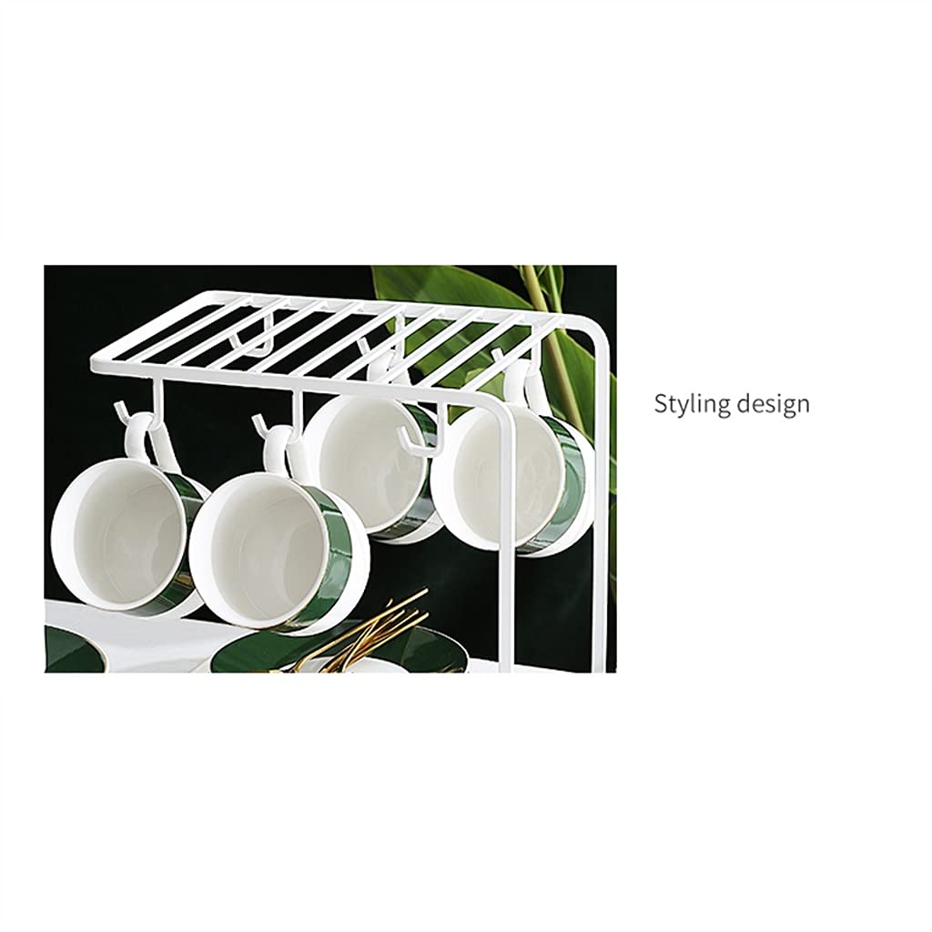 Juego de Tazas de té, Tazas de té y platillos, Juegos de 4 Tazas de Espresso con Detalles Dorados, Tazas de café de Porcelana de 7 oz con platillos y cucharas