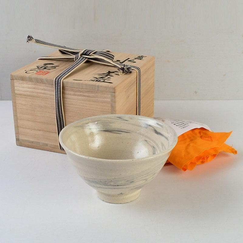 茶道具 瀬戸焼 福海窯 水野鉐一作 茶碗 共布共箱 C 9408 ☆ 古