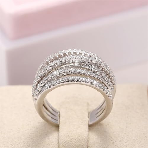 Mnyixsi 925 Sterling Silver Multi Layers Ring for Women, Cubic