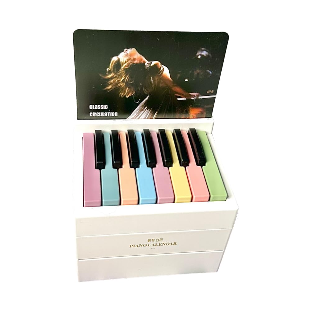 Mini Piano Calendar,Playable Piano Desk Calendar 2024 with 27 Music Calendar Cards 52 Songs,Mini Desktop Calendar,Unique Music Calendar,Christmas Birthday Gift for Fans Family Friends