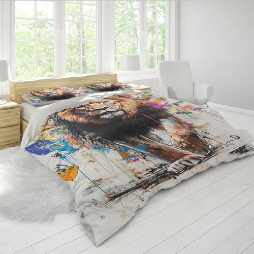 Housse de couette faune colorée et dynamique pour chambre d'ado moderne