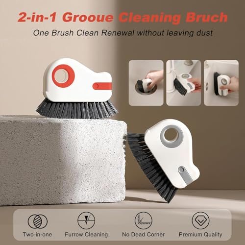 Image of 2 in 1 Groove Cleaning Brush Window Track Cleaning Tools - Crevice Cleaning Brush with Hard Bristle and Hidden Scraper for Sliding Door Track Window Seal - 2024 Multi Functional Cleaner