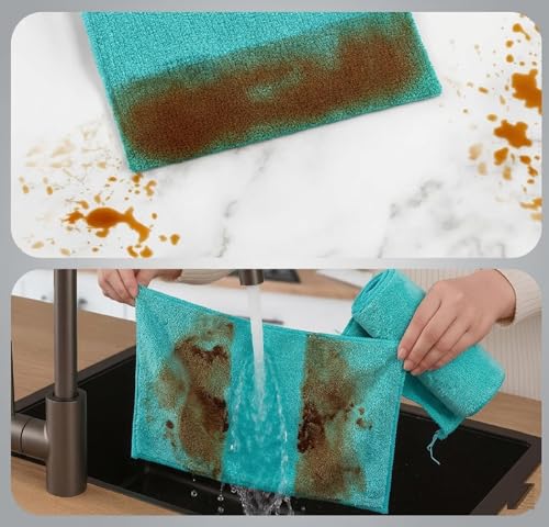 Image of SkyBlue Microfiber Cleaning Cloth 1Roll 20 Sheet 4000+ Times Washable 10X Cheaper Than Paper Kitchen Towel Ultra Absorbent Lint Free Reusable Tear-Away Streak Free Multi-Purpose Use for Home