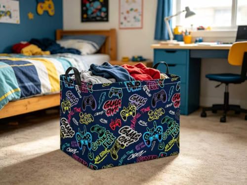 Image of Rectangular Valentines Basket for Women Girls Storage Bin Organizer Box Shelf Room Decor(Cool Game)