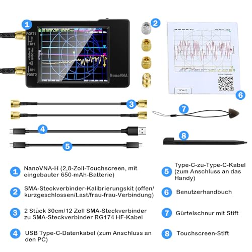 [Aktualisiert] AURSINC NanoVNA-H Vektor-Netzwerkanalysator 9 kHz -1,5 GHz Neueste HW-Version 3.7 MF HF VHF UHF Antennenanalysator zur Messung von S-Parametern, Spannung, Stehwellenverhältnis, Phase