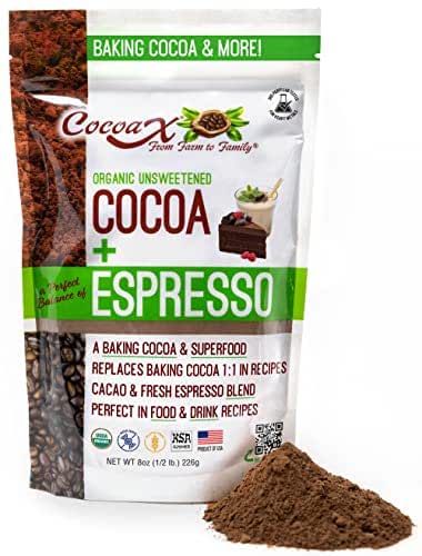 CocoaX Organic Cocoa Powder with Espresso Powder - 8oz Gluten