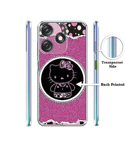 Image of Amazon Brand- Solimo Kitty with Glitter Printed Silicon Soft TPU Back Case Cover for Tecno Spark 10C 4G