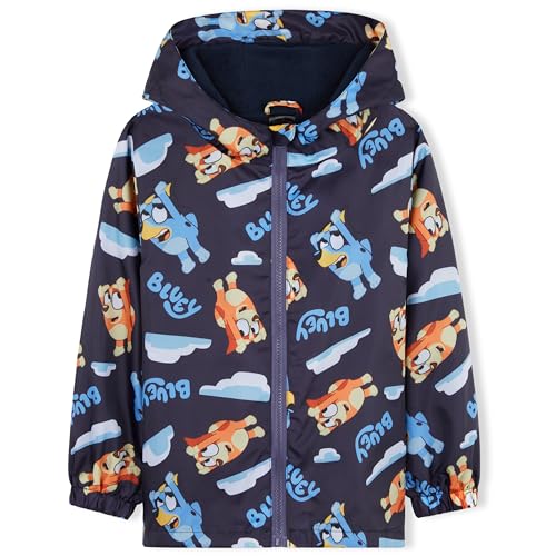 BlueY Impermeable Fille avec Capuche Oreilles 3D et Doublure Polaire - Veste Imperméable Enfant (Marine, 5-6 Ans)