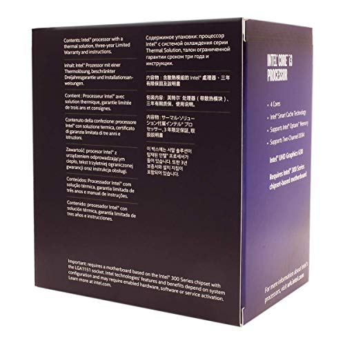 Intel Core i3-8100 Desktop Processor 4 Cores up to 3.6 GHz Turbo Unlocked LGA1151 300 Series 95W (Renewed)