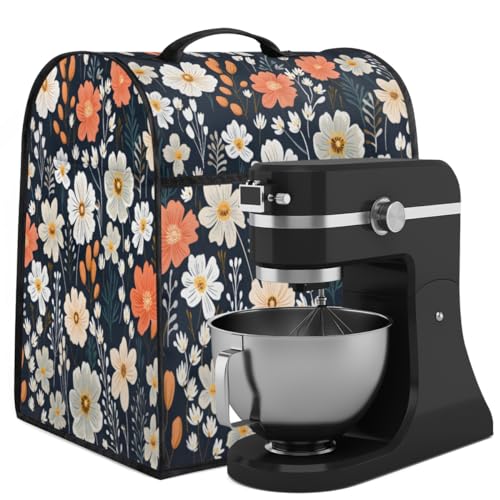 Coffee Maker Cover Flower Floral Theme Kitchen Appliance Covers Small Appliance Covers Blender Cover Juicer Cover Dust Covers for Kitchen Appliances with Top Handle and Pockets,Washable,B738