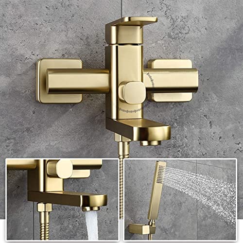 Robinet de baignoire en laiton brossé doré avec son bec orientable design