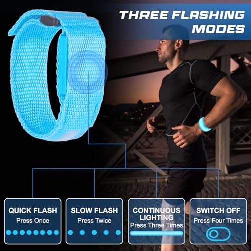 Wrymish LED Armband, 6 Stück Leuchtband Joggen für Kinder Erwachsene, Sicherheit Leuchtarmband, Reflektorband mit Blinkende LED Light für Nachtlaufen Radfahren Hundewandern Partys Konzerte(6 Farben)