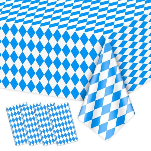 Hegbolke 4 Pack Oktoberfest Tablecloths - Blue and White...