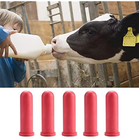 Pezón de Leche de alimentación de Animales de Granja de 5 uds, tetinas de alimentación de Leche de Goma de 10 cm de Longitud para Ganado de Ternero de Cuna pequeña Cover