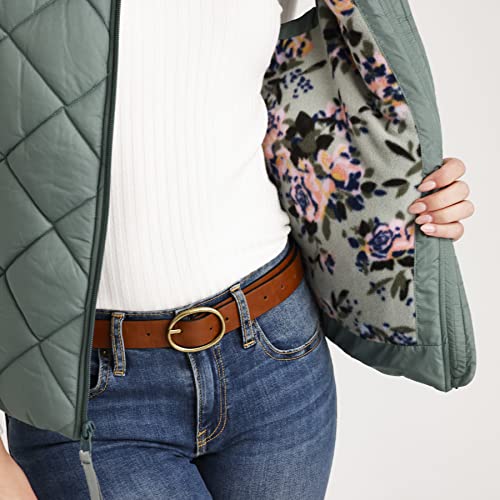 Vera Bradley Women's Zip Up Puffer Vest With Pockets (Extended Size Range), Olive Leaf, Extra Large #TOP4