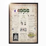 🎁 INFORMATIF & EMOTIONNEL | A votre avis, quelle coiffure portaient les parents au moment de la naissance du jubilaire ? Quelle était la voiture à la mode ? Qu'est-ce qui passait à la radio et à la télévision ? Cadeau de 1956 – Durabilité et toucher garantis ! La carte A4 est livrée dans un emballage prêt à être offert.