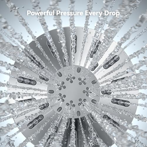 Image of INAVAMZ High Pressure Rain Shower Head Combo with Magnetic Handheld Silver | Dual Shower System with Rainfall Showerhead and 8-Spray Handheld, Magnetic Dock, Adjustable Angle, Power Jet for Cleaning