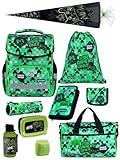Familando Basic Plus Jungen Schulranzen 1. Klasse · Playworld Gaming Pixel Schultasche · ergonomisch & leicht · Schulranzen-Set (10-teilig mit Schultüte)
