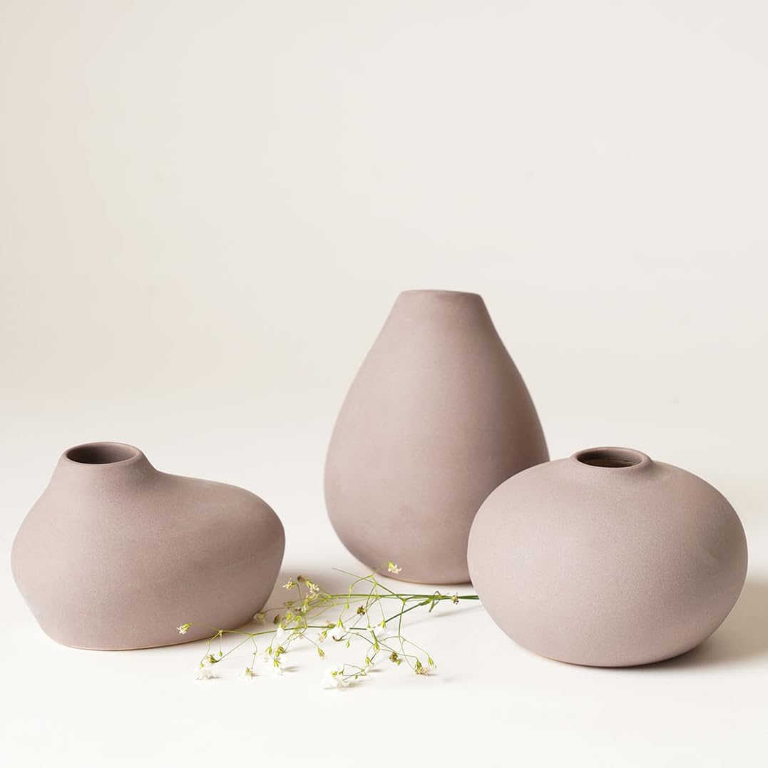 Rustic Ceramic Bud Vases - Set of 3 -13 Rustic Ceramic Bud Vases - Set of 3 -13