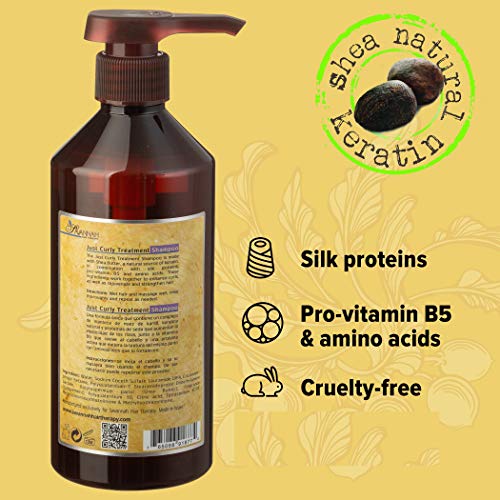 Savannah Hair Therapy Bundle - Leave In Cream (16.9 Oz) + Just Curly Shampoo (16.9 Oz) - Shea Butter, Cotton And Silk Protein And Vitamin B6 For Dry, Curly And Damaged Hair, Moisture Repair Treatment. #TOP4