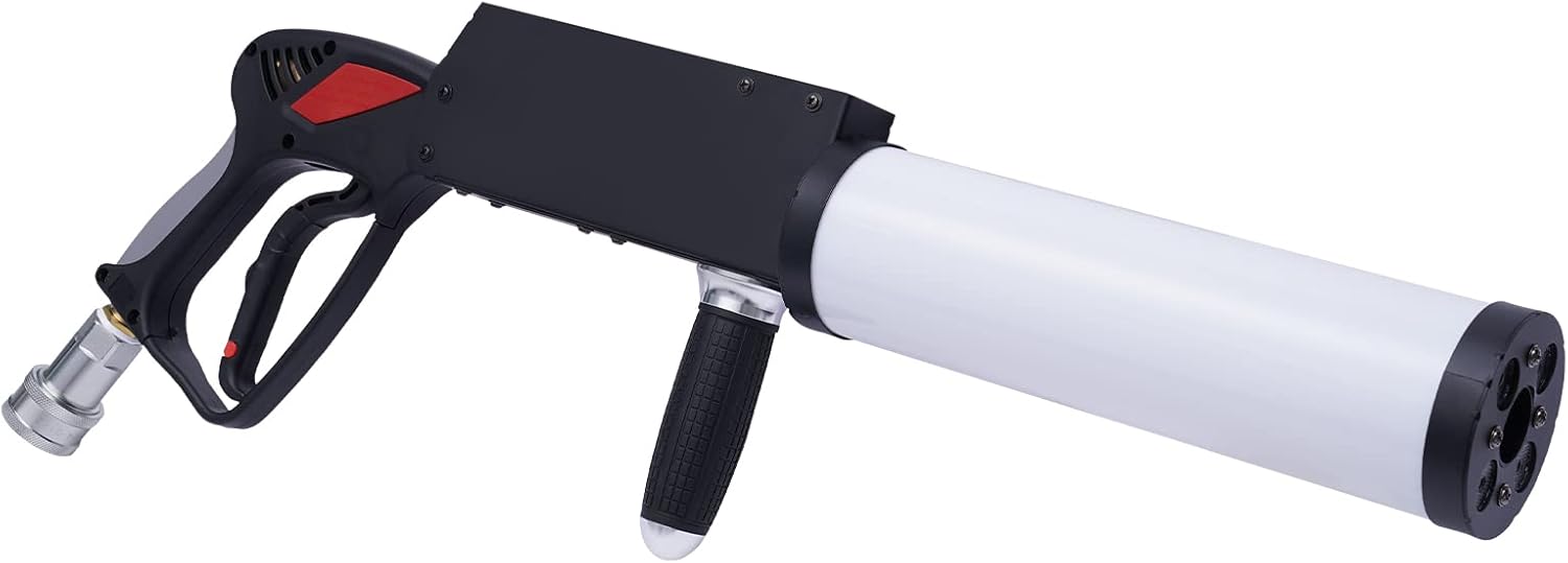 CO2 Jet Machine 33ft Spraying RGB LED Light Cryo Cannon Gun Stage Effect Smoke Fog Club Bar DJ Effects with 10ft Hose, 26''x6''x3'',(BIFKH548151US)