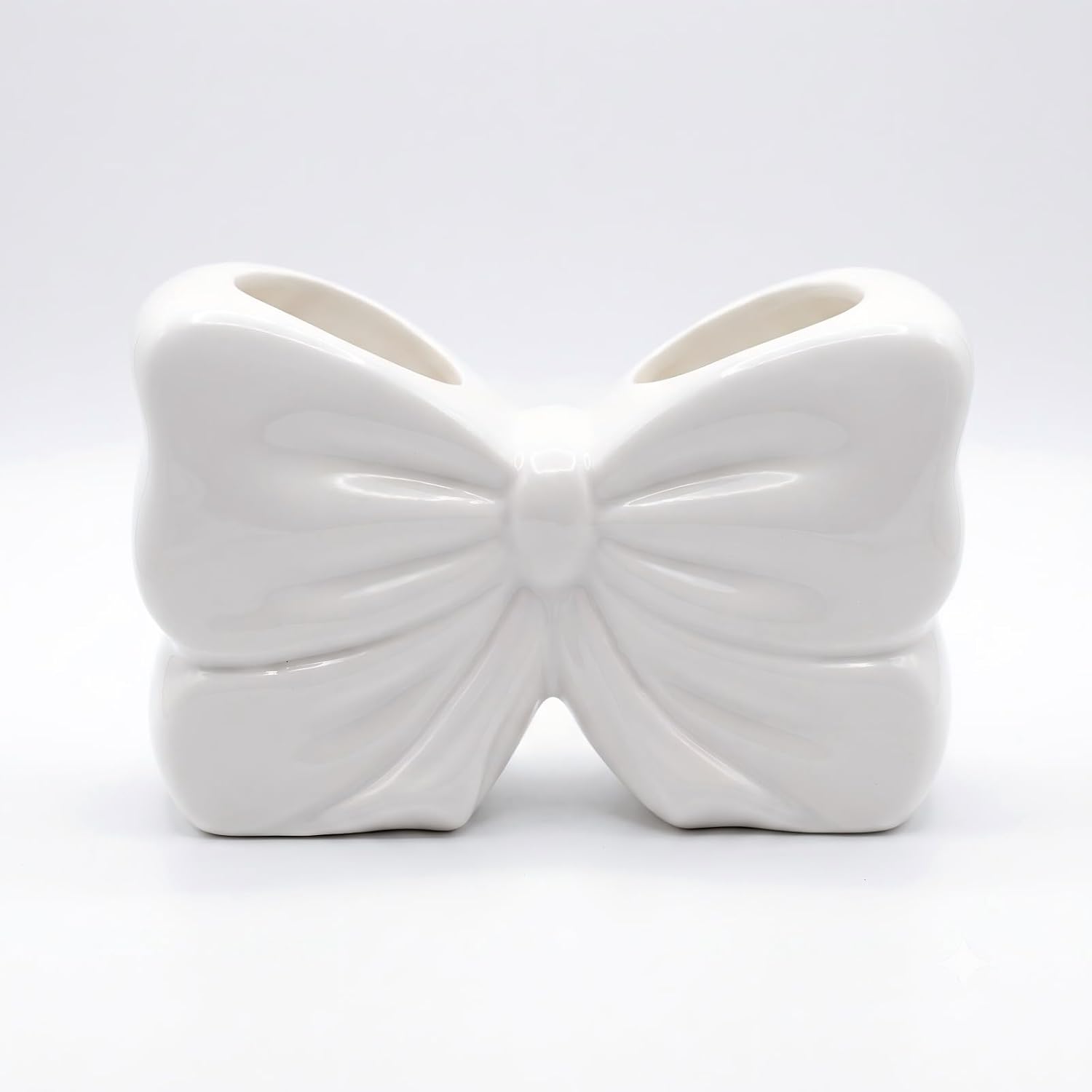4 Inch Bow Toothbrush Holder - Cute Bathroom Accessories, Vintage Decorative Organizer - White