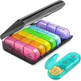 LeGeYo Portapillole 7 giorni mattina pranzo sera Scatola medicinali 3 scomparti al giorno grandi scomparti senza BPA Organizer settimanale portatile (Multicolore)