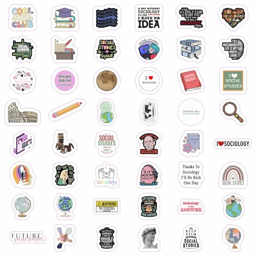 Image of 100Pcs Social Studies Stickers for Water Bottle and Laptop - Social Studies Party Favors & Decorations, Waterproof Vinyl Decals, History and Culture Stickers, Gifts for Women & Men