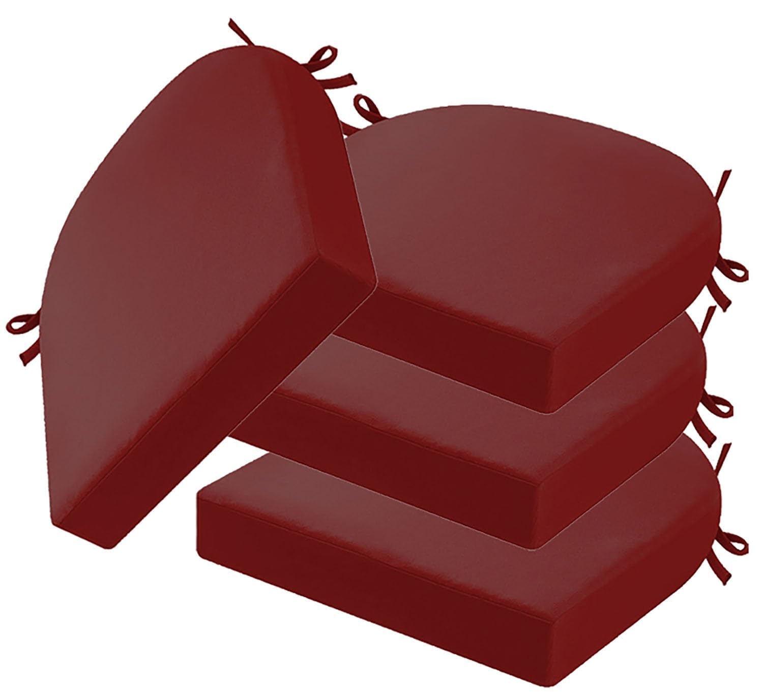 Coussin chaise exterieur avec attaches et revêtement hydrofuge haute densité rouge vin