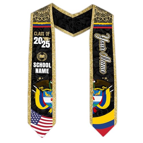MonkeyVan Colombians Graduation Sash, Custom Colombians American Flag Graduation Sash 2025, Colombia Graduation Stole Style 6