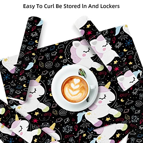 Sets de table licorne noir lavables pour protéger la table des taches - 4