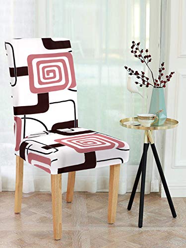 Image of Cortina Dining Chair Slipcover | Anti Slip Chair Cover | Geometric Print, Removable & Easy Wash | Universal Fit Super Soft Stretchy Polyester Spandex | Living Room, Kitchen, Hall | Pack of 4, Multi 6