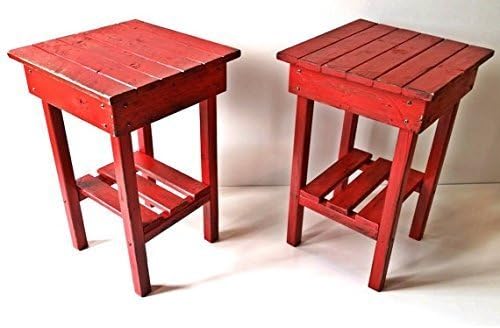 Distressed Night Stand Set /red Distressed End Table Set /Bed Side Tables/Rustic Table/Farmhouse Side Table/Vintage/Wooden Table