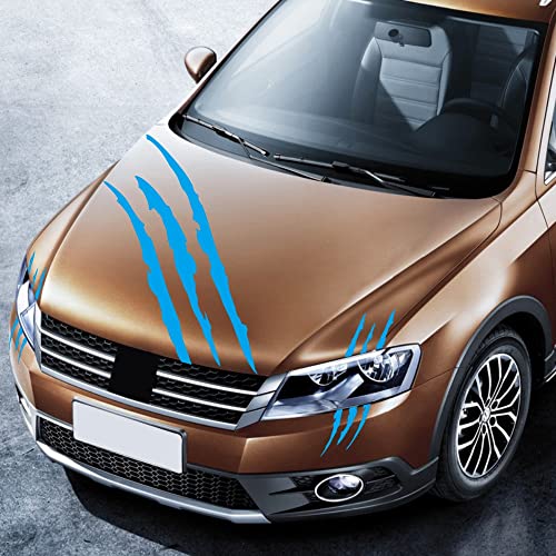 Image of Car Decals Claw Mark Stickers to Cover Hood Headlights Scratches, Modified Cars /Vans /SUVs /Trucks, Pack of 3 (Blue)