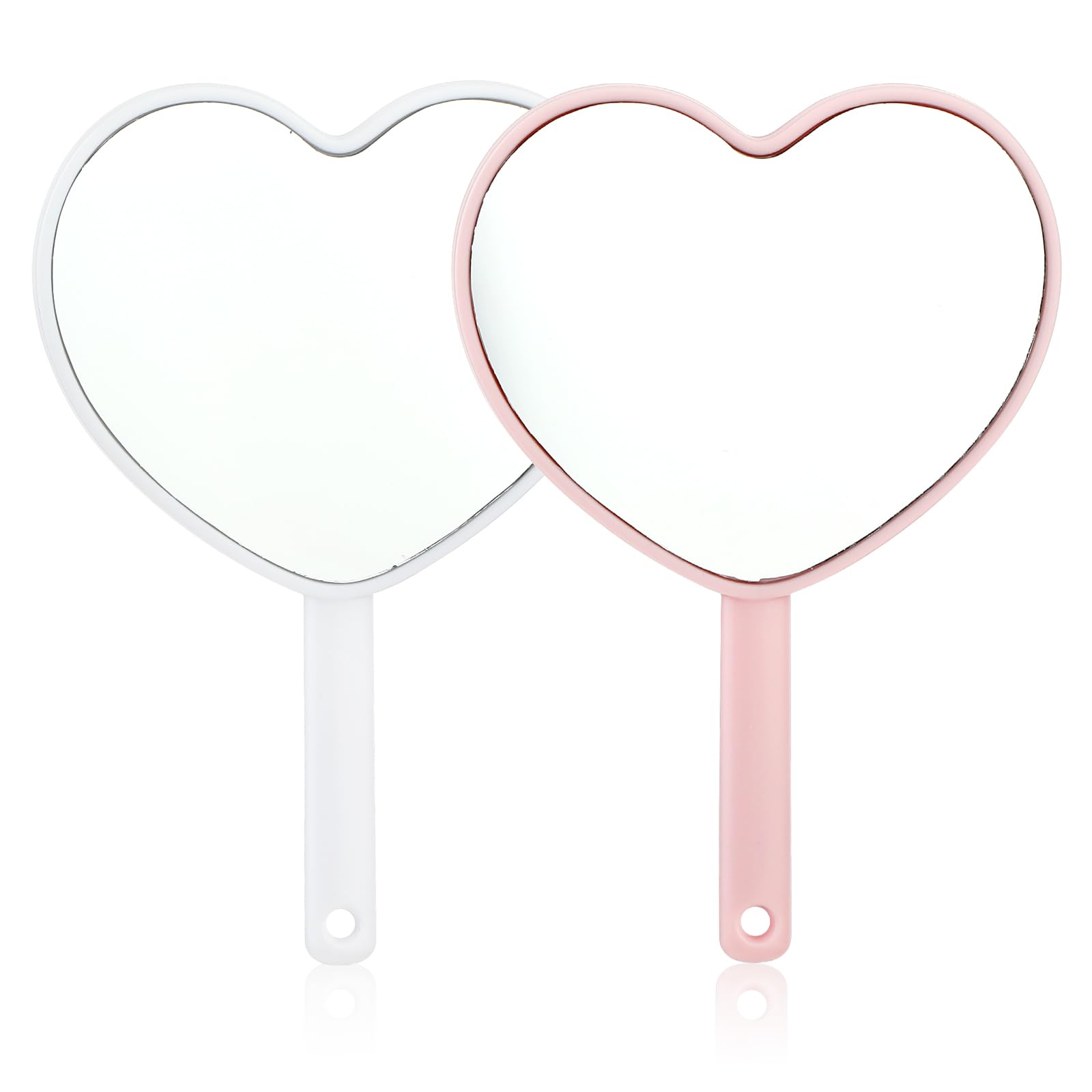 2 Pcs Heart Shaped Handheld Mirrors Hangable Travel Makeup Mirrors Mini Cosmetic Mirror On The Go Gift Hand Mirror with Handle Portable for Women Girl Valentine‘s Day Decorative Hand Held Mirror