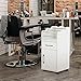 BarberPub Salon Cart with Storage Drawer Cabinet Rolling Salon Cart for Hair Stylist Barber Trolley with Wheels Beauty Organizer 2013 (White)
