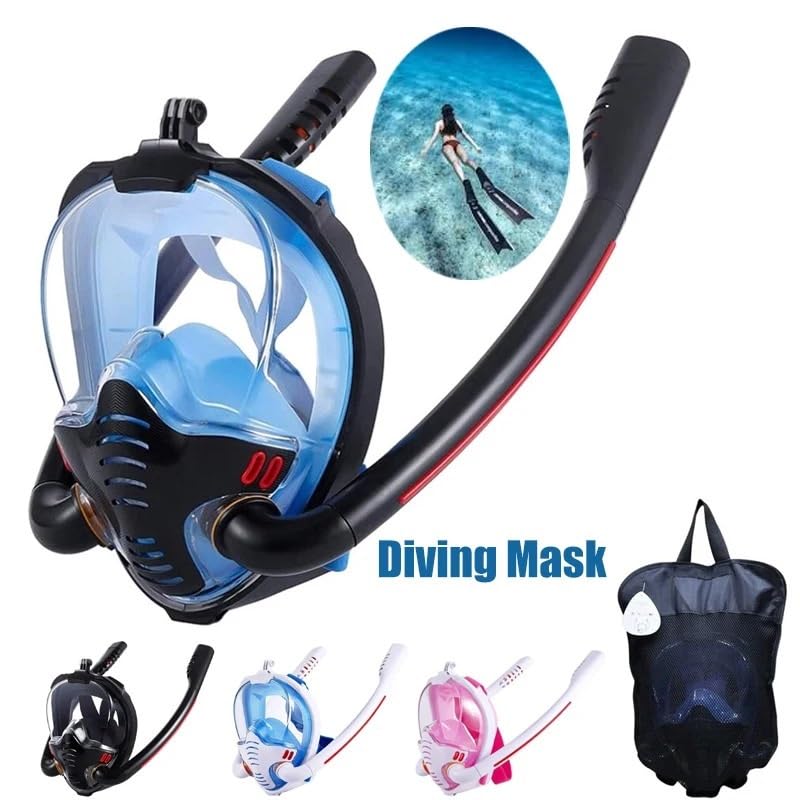 Máscara de snorkel panorámica Máscara de snorkel ajustable Máscara de buceo for snorkel for adultos Máscara de buceo con respiración libre Máscara de snorkel UV Antivaho Transpirable Visión clara Equi