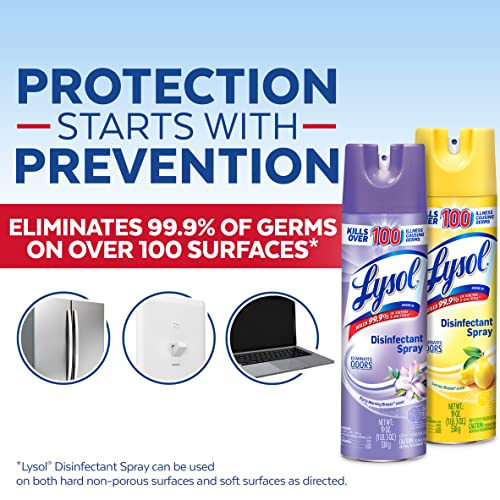 Image of Lysol Disinfectant Spray Bundle, Sanitizing And Antibacterial Spray, For Disinfecting And Deodorizing, contains x2 Lemon and Early Morning Breeze, 19 Fl Oz, Packaging May Vary