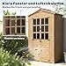 Outsunny Gartenschrank Holz Geräteschuppen mit Ablage Acrylfenstern Abschließbar Tür Bodenplatte Asphalt-Dach Belüftungspaneel 128x57,5x197cm Geräteschrank Gerätehaus für Garten Terrasse Hellbraun