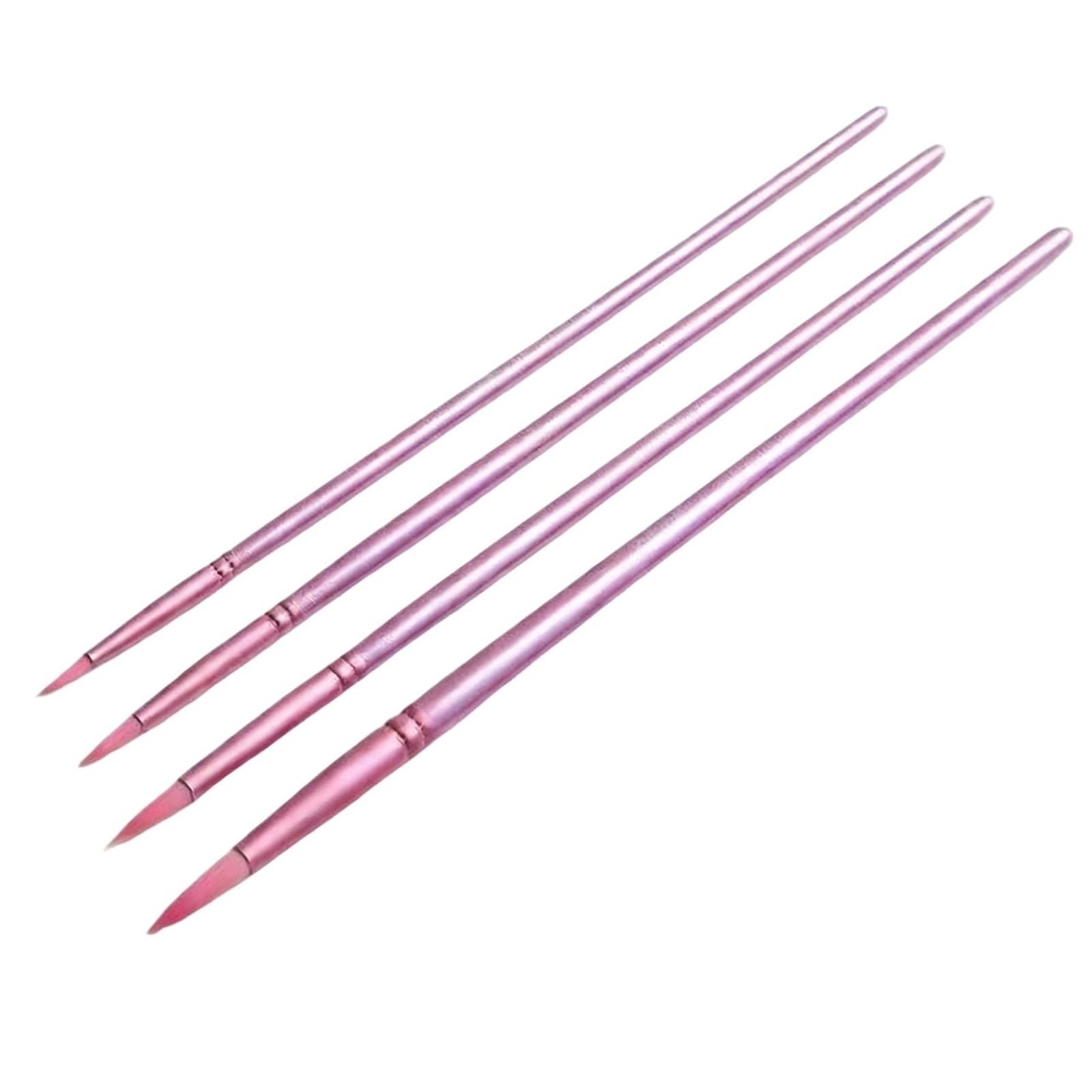 4/6Pcs Watercolor Paint Brush Nylon Paintbrush for Artist Beginner Acrylics Oil Watercolor Gouache Painting Face Body Art(4 PCS pink)