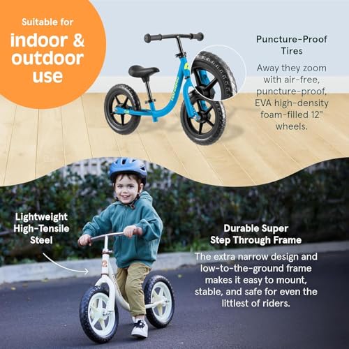 Image of Retrospec Cub Toddler Balance Bike for Ages 18 Months - 3 Years - 12in No-Pedal Beginner Bicycle with Adjustable Seat, Puncture-Proof Tires & Safe Low Frame Design