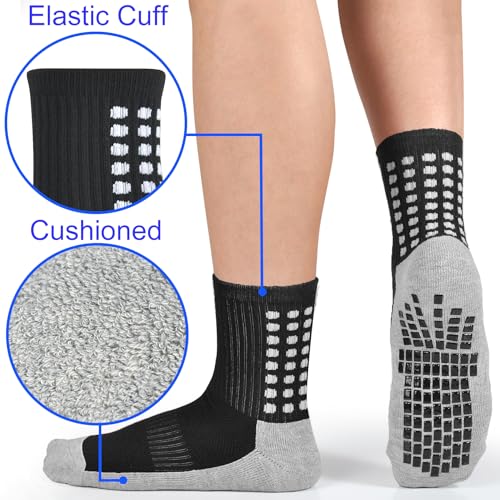 Kids Grip Soccer Socks Boys Football Non Slip Socks Cushioned Athletic Crew Socks Running Sports Kids Youth 6 Pairs - Image 4