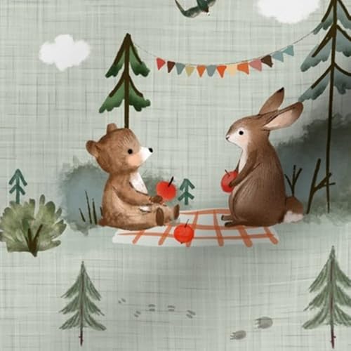 Mint Sage Green Woodland Animals Fabric - Premium Petal Cotton for Quilting, Apparel, Crafts & Decor by the Yard 7 Mint Sage Green Woodland Animals Fabric - Premium Petal Cotton for Quilting, Apparel, Crafts & Decor by the Yard - Image 6