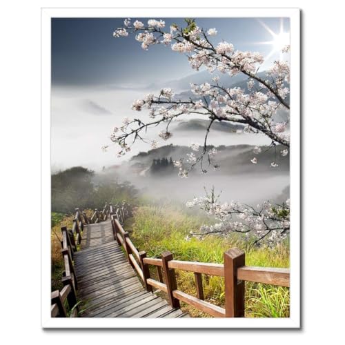 Cadre noir 40x50 cerisier du Japon pour salon zen