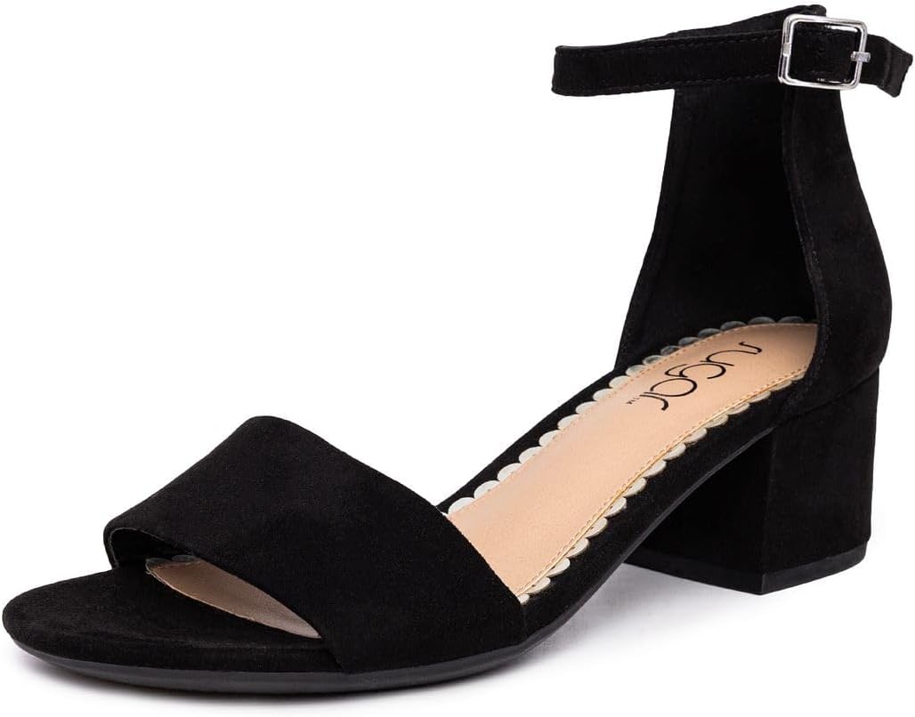 Sugar Women's Low Two Piece Block Heel Dress Shoe Ladies Ankle Strap Pump Sandal -Noelle