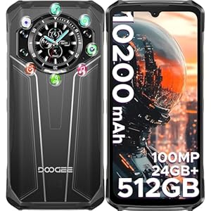 DOOGEE S119 Outdoor Handy Ohne Vertrag -1.32" Rear Screen, 512GB+24GB Outdoor Smartphone, 10200mAh/33W, 6.72" Baustellenhandy, 100MP Kamera Outdoor Handy, IP68/3 Card Slot/NFC/Face ID