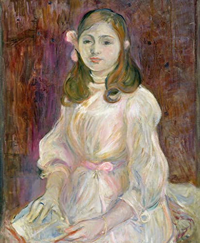 Painting Stampa su Tela Pittura di Arte Pittura a Olio Classica Ritratto di Julie Manet con in mano un libro di Berthe Morisot per la Decorazione Domestica 60x90cm
