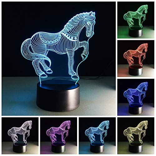 Horse 3D Night Light for Girls,7 Colors Change LED Nightlight Unicorn Bedside Lamp for Children and Kid's Room,Horse Night Light for Kids Best Birthday Gift for Girls Boys
